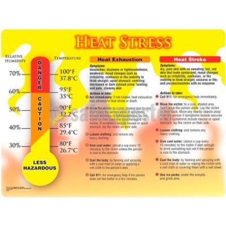 ACCUFORM Accuform Safety Poster, HEAT STRESS, 17inH x 22inW, Laminated Paper SP124477L